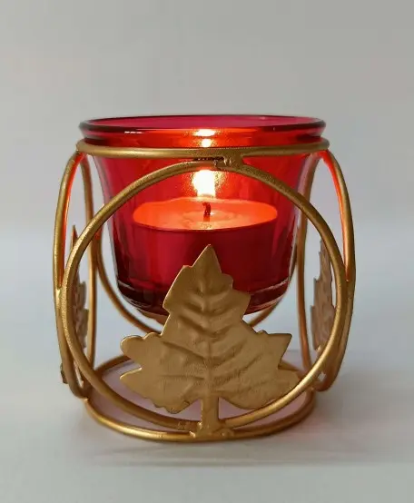 Gold Leaf Candle Holder